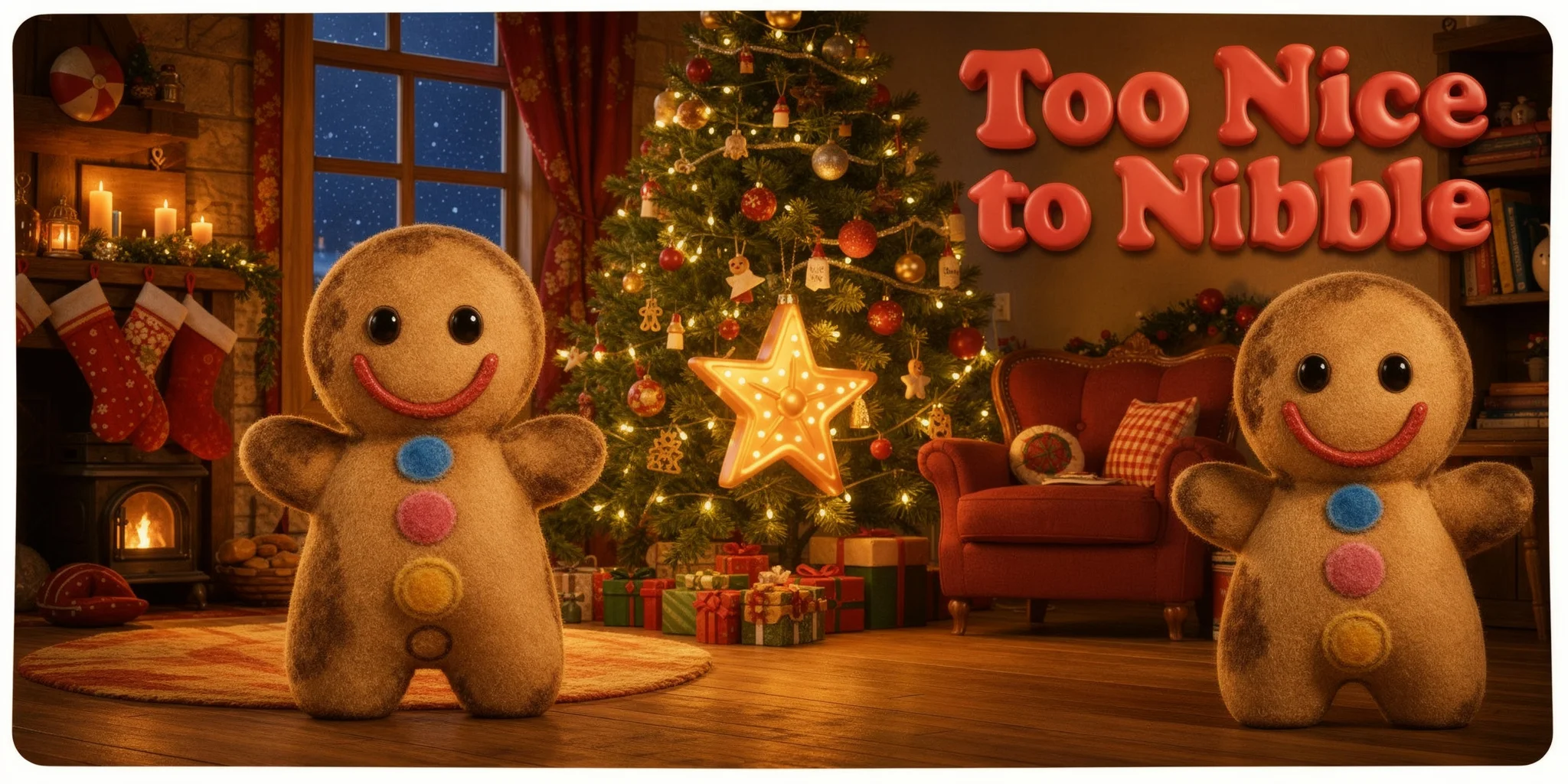DoodleTale Christmas personalized storybook: Too Nice to Nibble, starring Elsie's gingerbread man painting