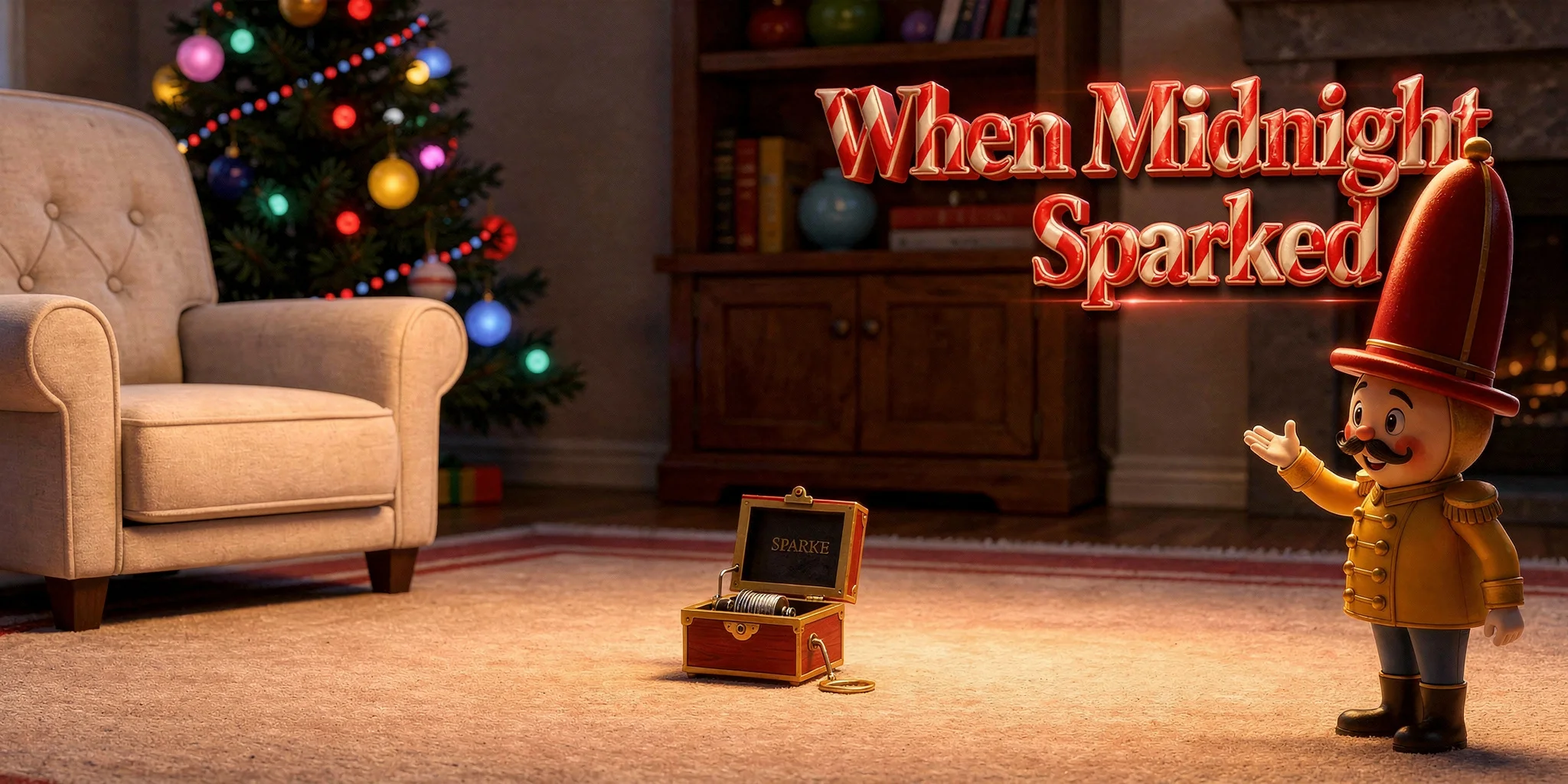 DoodleTale Christmas personalized storybook: When Midnight Sparked, starring Nico's nutcracker drawing