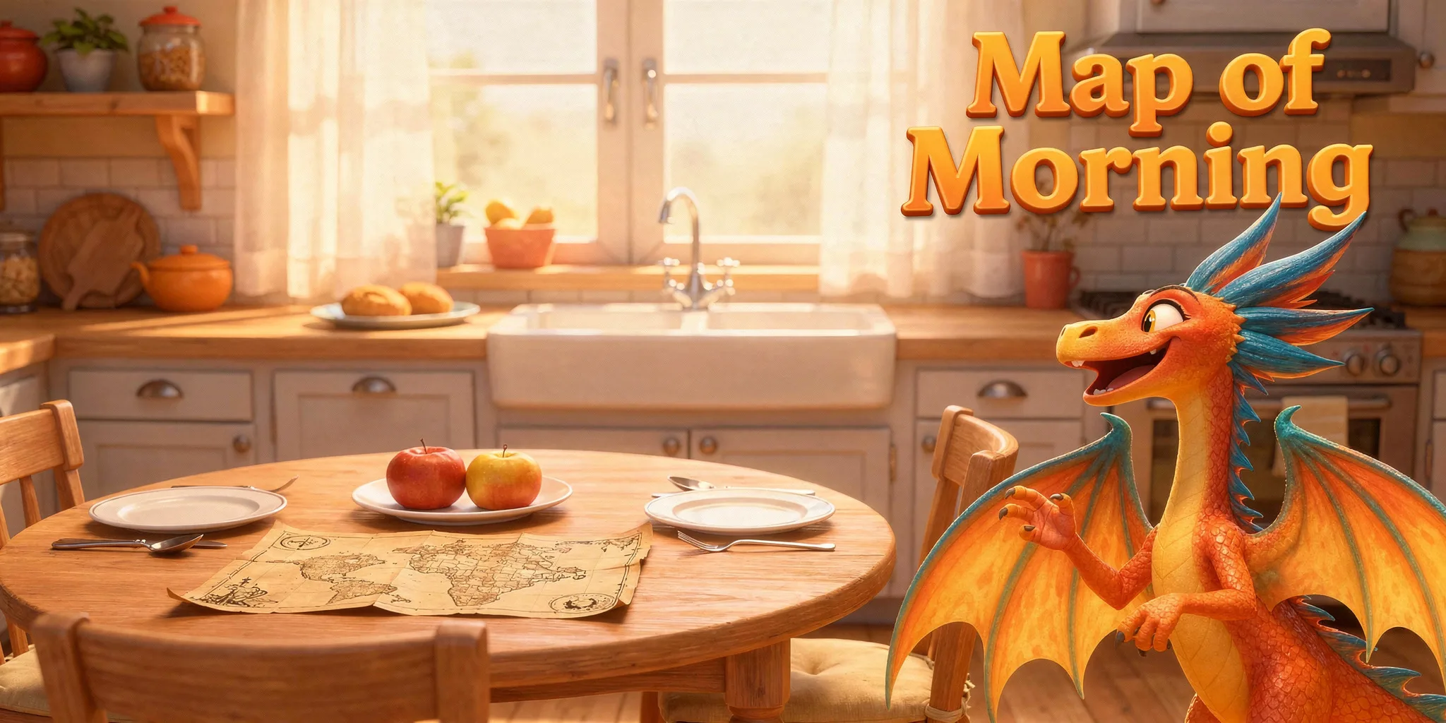 DoodleTale Father's Day personalized storybook: Map of Morning, starring Isla's dragon drawing