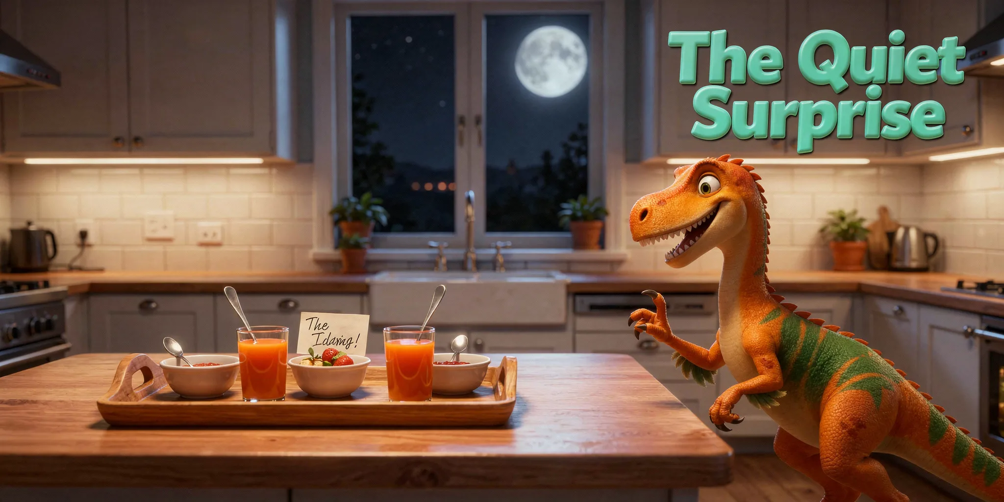 DoodleTale Father's Day personalized storybook: The Quiet Surprise, starring Theo's dinosaur drawing