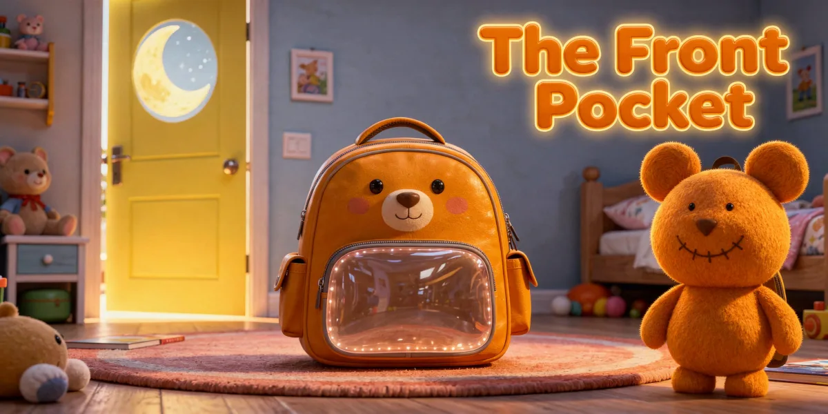 DoodleTale first day of school personalized storybook: The Front Pocket, starring Omar's teddy bear drawing