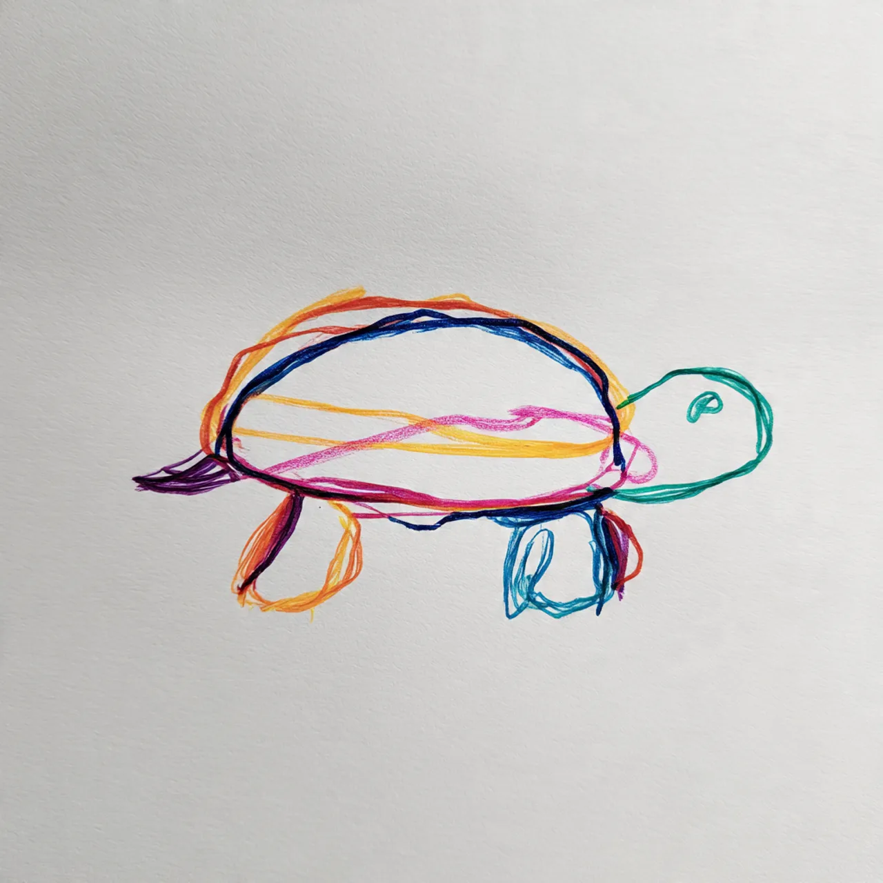 Amara's marker drawing of a turtle, turned into the hero of her Grandparents Day DoodleTale storybook