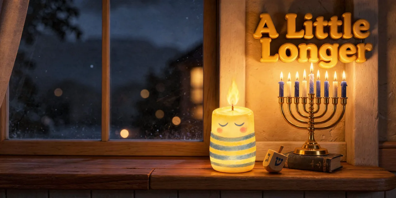 DoodleTale Hanukkah personalized storybook: A Little Longer, starring Hazel's candle painting