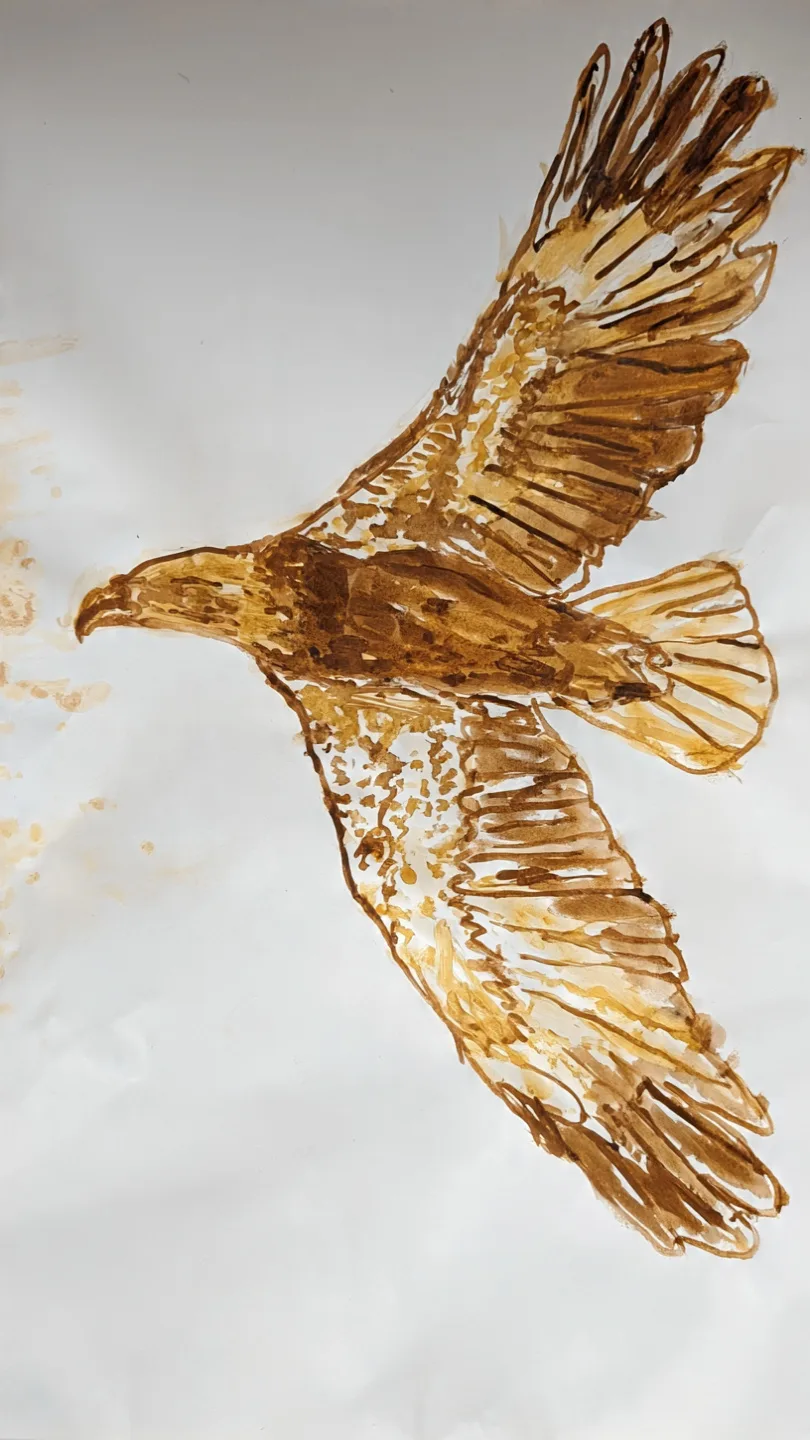 Imani's crayon drawing of an eagle, used as the hero of her Juneteenth DoodleTale storybook