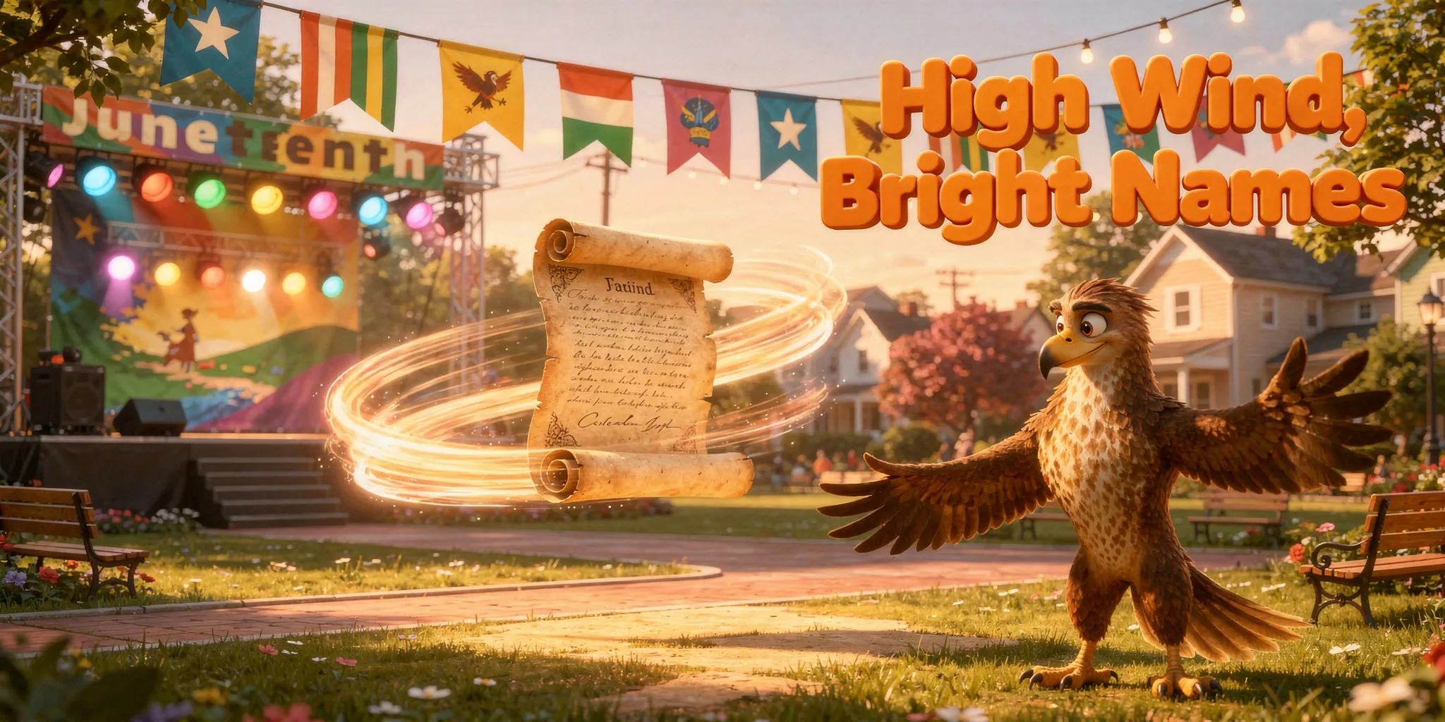 DoodleTale Juneteenth personalized storybook: High Wind, Bright Names, starring Imani's eagle drawing