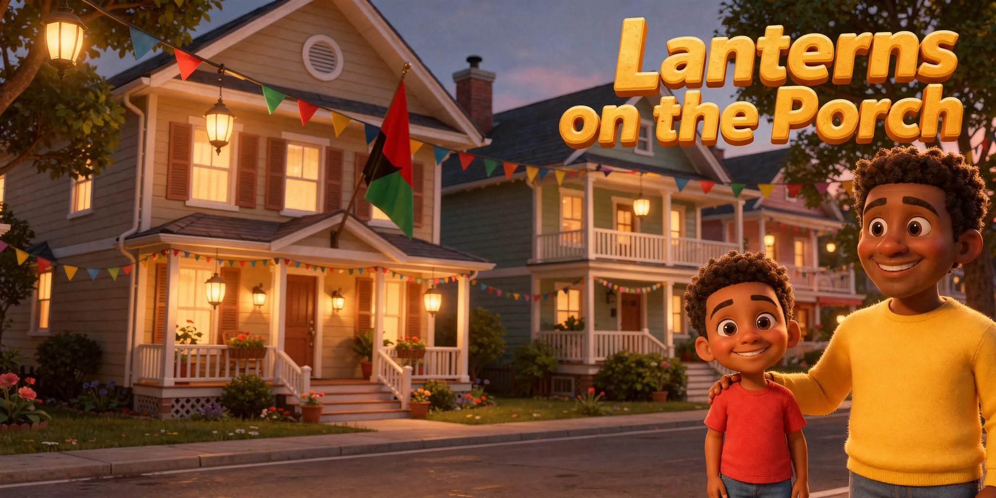 DoodleTale Juneteenth personalized storybook: Lanterns on the Porch, starring Marcus's dad drawing