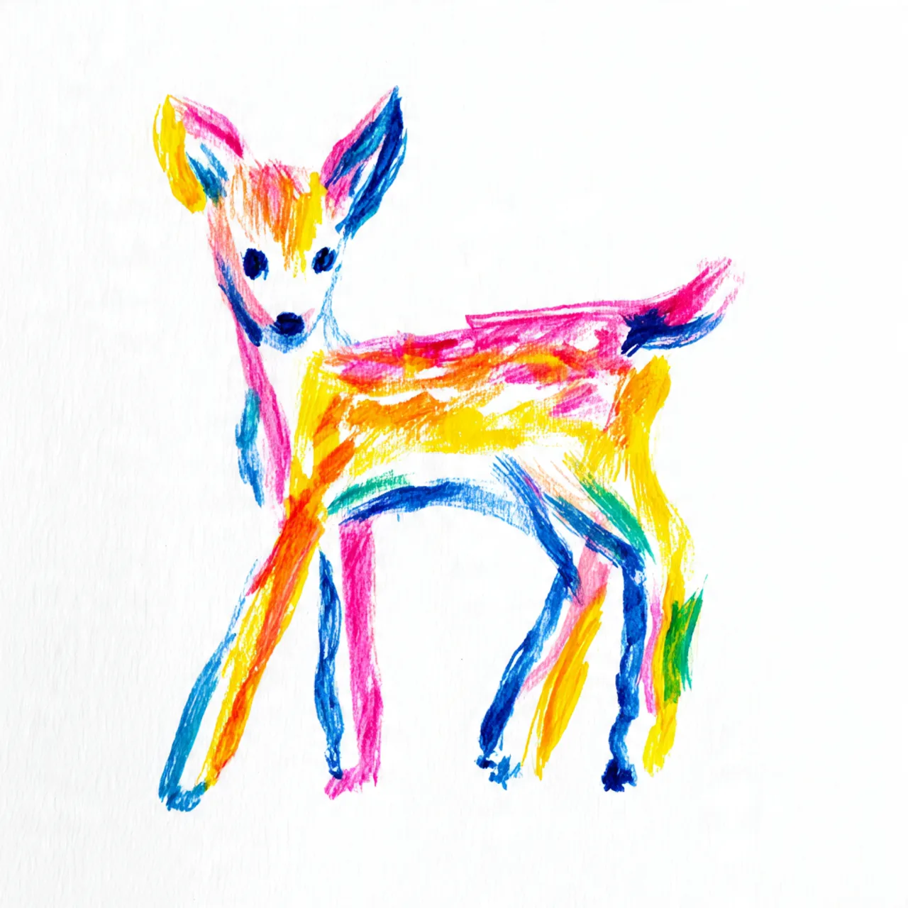 Ezra's watercolor drawing of a fawn, turned into the hero of his New Baby DoodleTale storybook