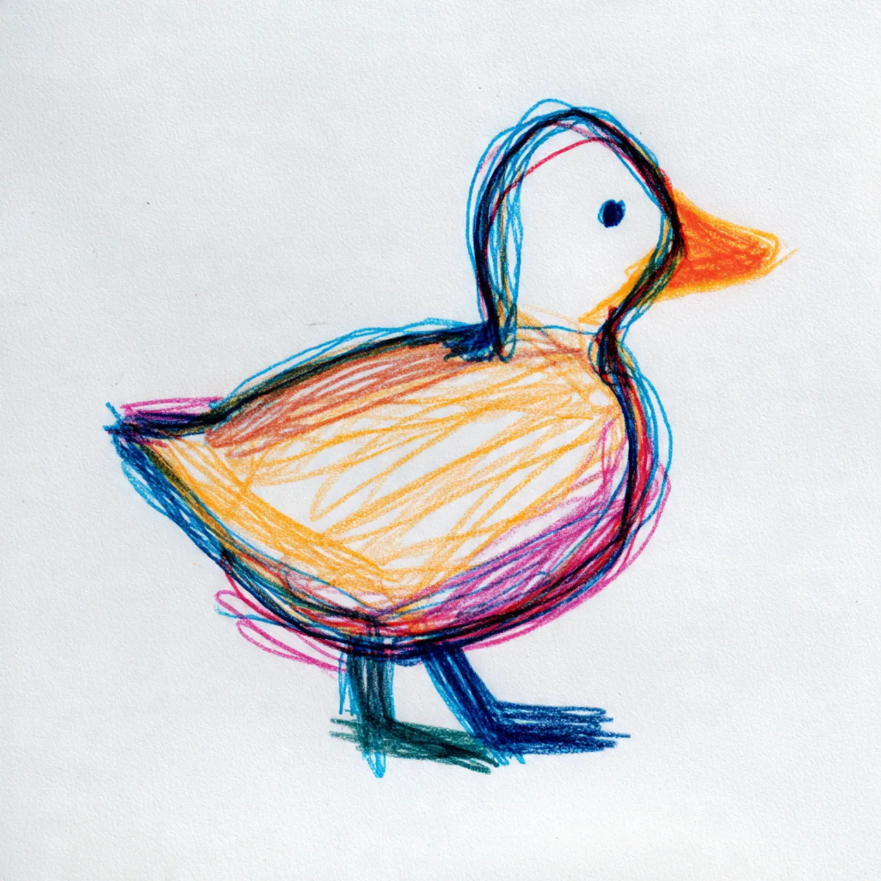 Kai's marker drawing of a duckling, turned into the hero of his New Baby DoodleTale storybook