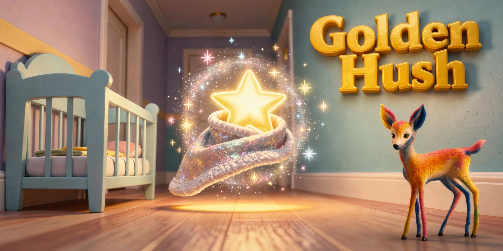 DoodleTale New Baby personalized storybook: Golden Hush, starring Ezra's fawn drawing