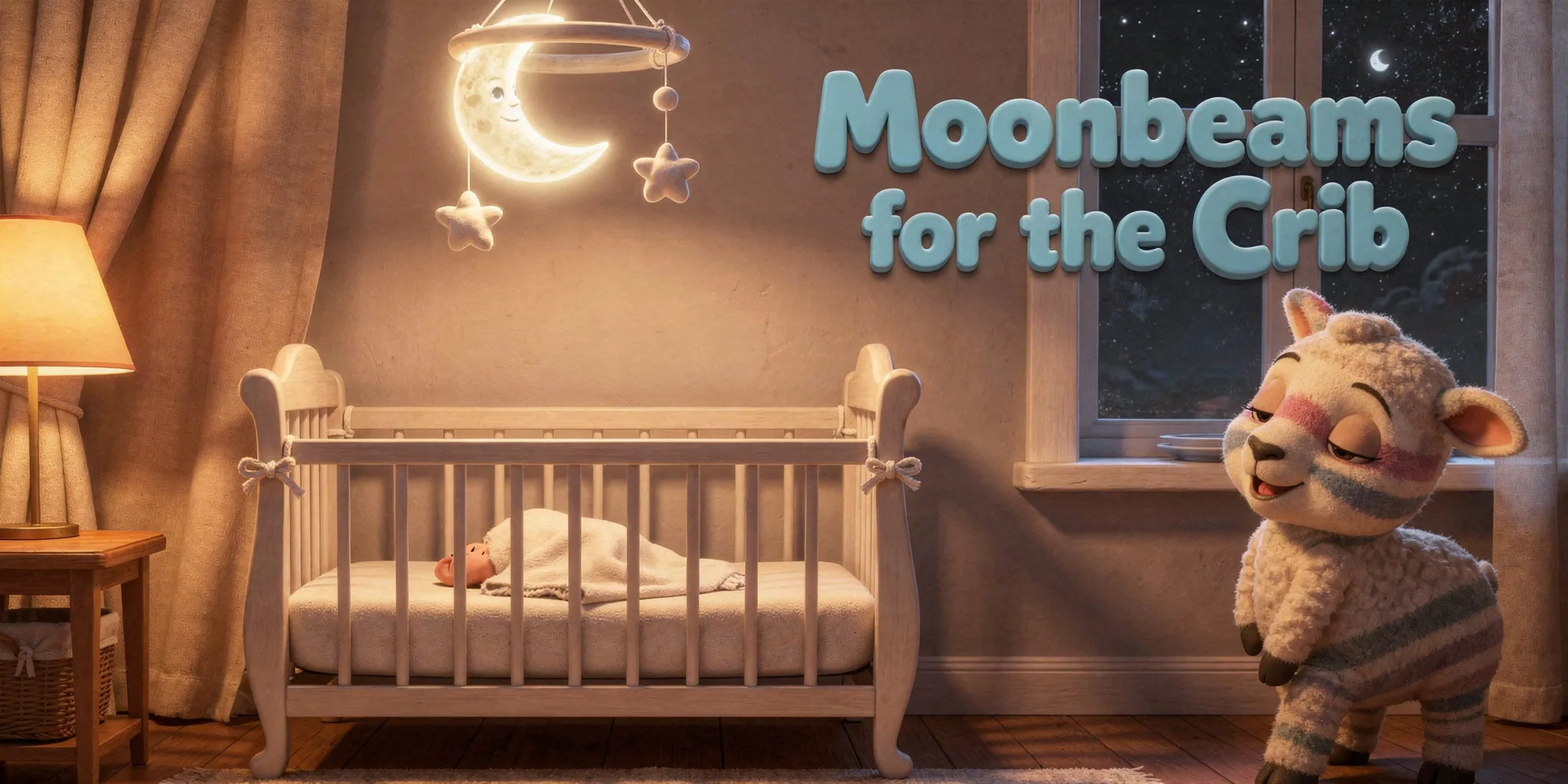 DoodleTale New Baby personalized storybook: Moonbeams for the Crib, starring Nora's lamb drawing