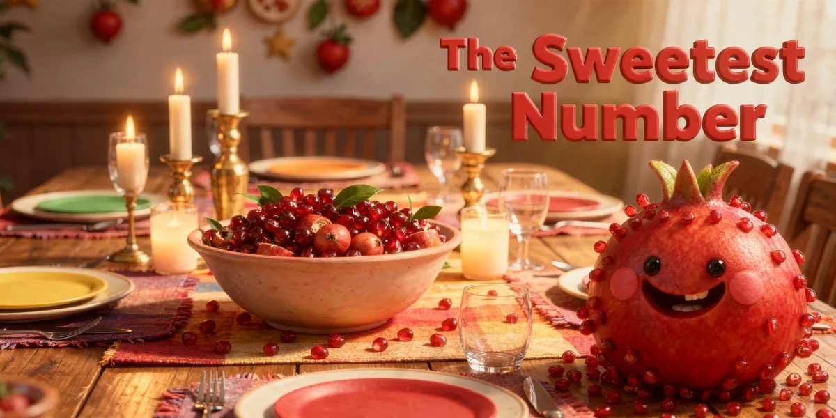 DoodleTale Rosh Hashanah personalized storybook: The Sweetest Number, starring Shira's pomegranate drawing
