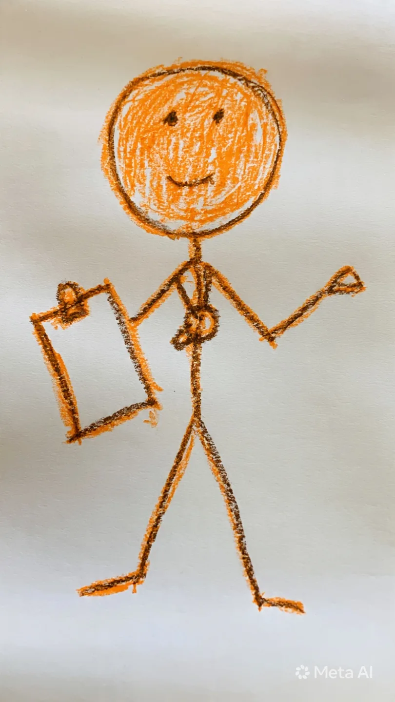Jordan's drawing of a basketball coach, used as the hero of his teacher appreciation DoodleTale storybook